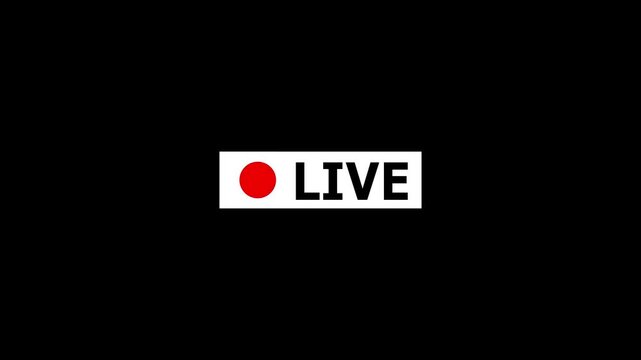 simple live streaming icon animation with transparent background, red button live streaming animation symbol
