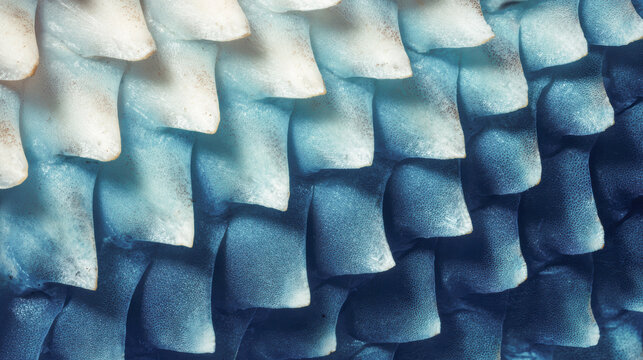 Macro close-up view of vibrant blue shark skin denticles with an intricate overlapping scale pattern