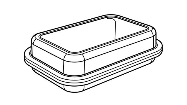 Empty plastic container with lid white background.