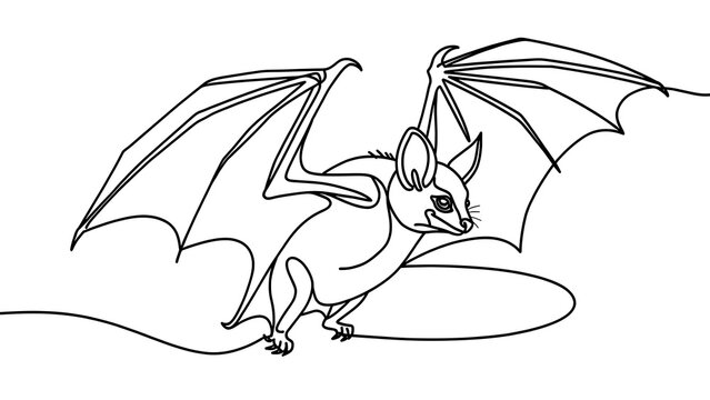 Cute cartoon bat illustration white background.