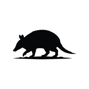 Armadillo silhouette icon vector flat design.