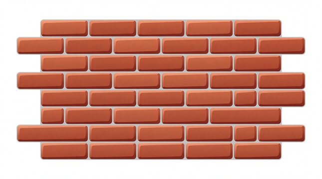 Realistic classic red clay brick wall illustration showing textured rectangular masonry blocks on white background