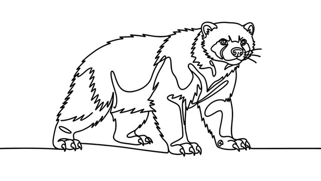 Black and white bear illustration white background.