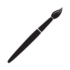 Fototapeta premium Paintbrush Silhouette On White Background Simple Artistic Tool