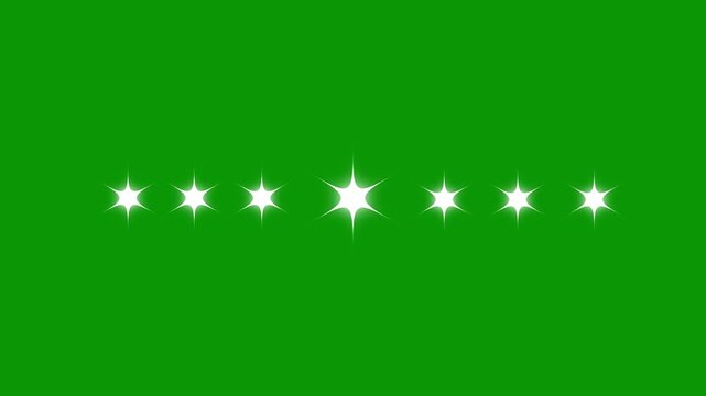 Sparkling stars shine animation, twinkling stars motion, white cartoon blinking stars, retro glow effect, flat vector doodle sparkles, green screen chroma key background, 4k