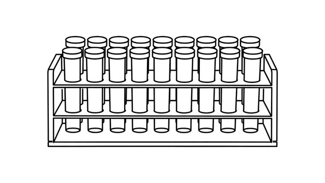 Laboratory test tube rack illustration white background.