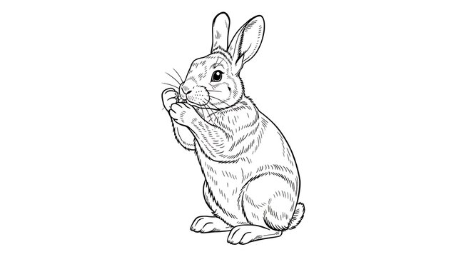 Cute rabbit sketch illustration white background.