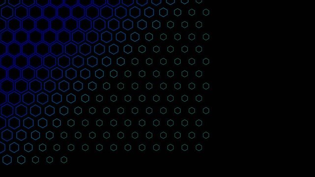 Abstract blue hexagonal pattern breathing with neon light in a futuristic motion background
