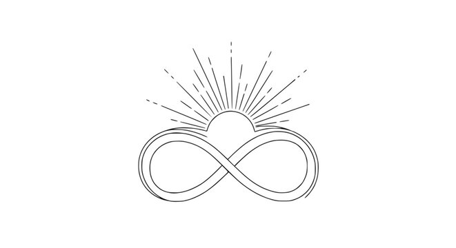 Infinity Symbol with Sunburst Rays - Endless Horizon Concept