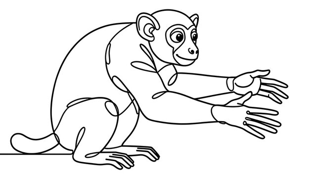 Cartoon monkey illustration white background.
