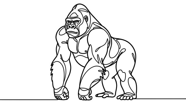 Gorilla illustration on white background.