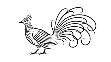 Fototapeta premium Elegant peacock illustration on white background.