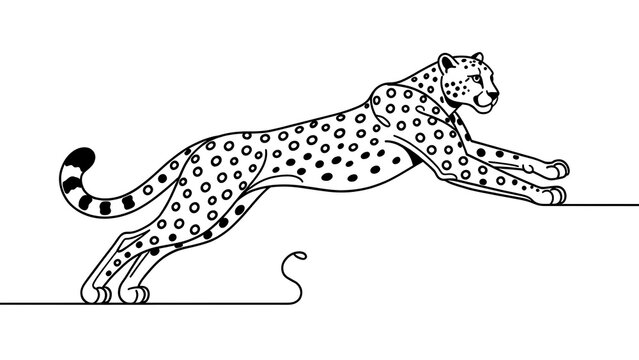 Cheetah running illustration on white background.