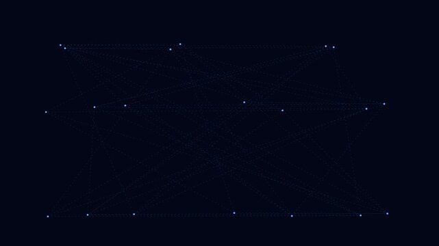 Abstract neural network with glowing blue nodes and connecting lines on black background