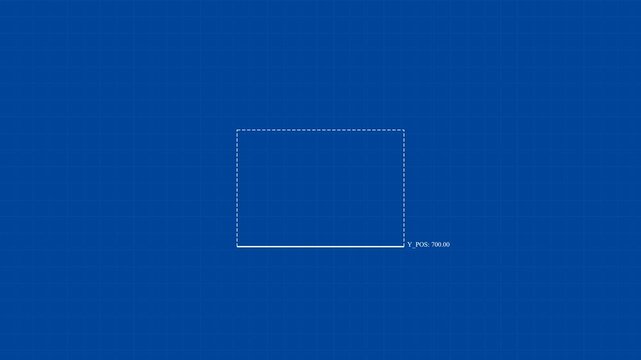 Digital blueprint animation showing a scanning coordinate line over a technical grid layout