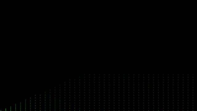 Digital data visualization with green binary code columns moving upward on black background