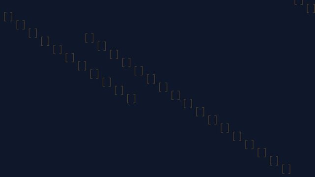 Golden bracket symbols flowing diagonally in a digital logic pattern over dark blue