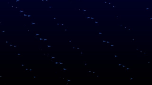 Minimalist blue geometric shapes flowing diagonally on a dark atmospheric background