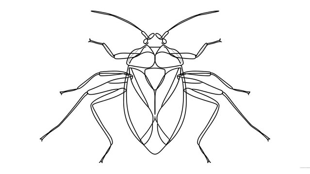 Detailed line art of a bed bug on white background.