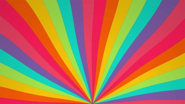 Retro Groovy Sunburst Animation with Vibrant Rainbow Rays