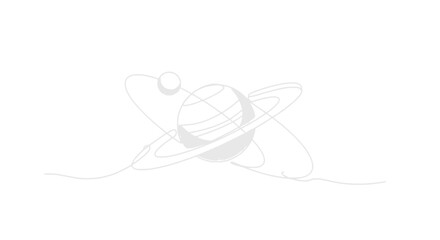 Minimalist Saturn sketch with rings and moon, simple line art on white background © Dodo
