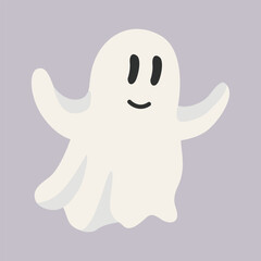 Fototapeta premium Hand-drawn Halloween spooky cute ghost illustration for seasonal decor, packaging, special holiday offer clipart