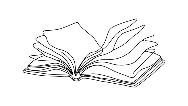 Open book with pages fanning out on white background.