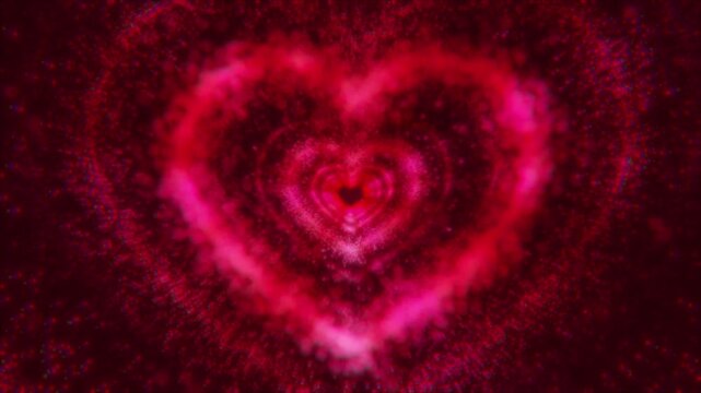 Abstract heart Immersive Particle Tunnel Technology Background Loop Animation Background. Sci-Fi technology concept