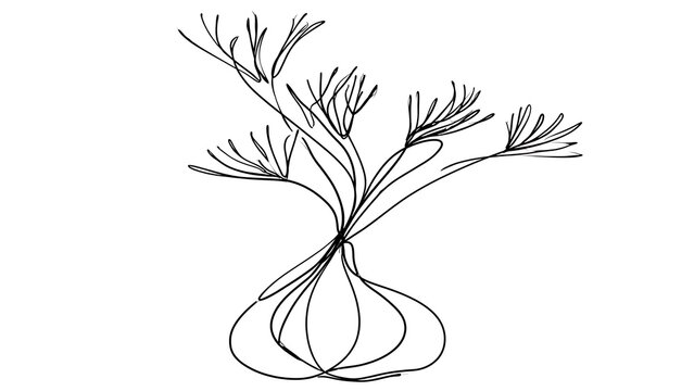 Hand drawn dill plant sketch white background.