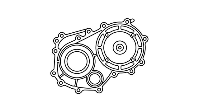 Mechanical gear system illustration white background.