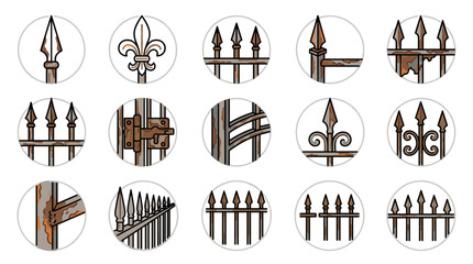 Vintage Wrought Iron Fence Details: Ornate Spikes, Fleur-de-lis, Rusty Texture, Architectural Elements © Abdul Ghani