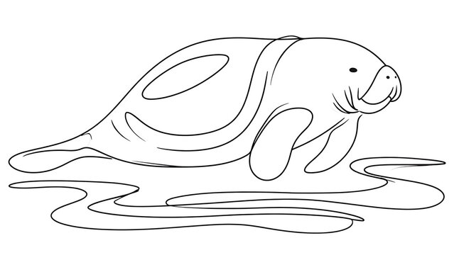 Manatee illustration on white background.