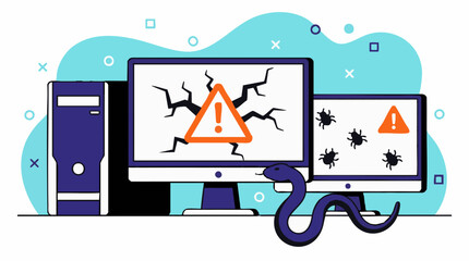 Cybersecurity threats with computer system errors, viruses, and software bugs © AS_StockNation
