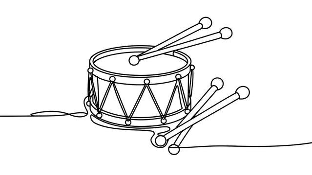 Toy drum with drumsticks on white background.