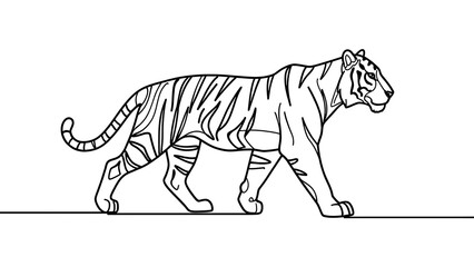 Obraz premium Tiger walking illustration on white background.