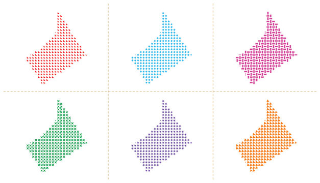 american state Map of delaware vector illustration set of colorful abstract shapes with dots stars icons.