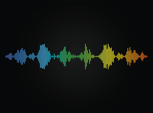 Bright Vibrant Sound Wave Music Party Vibrations on Black Background