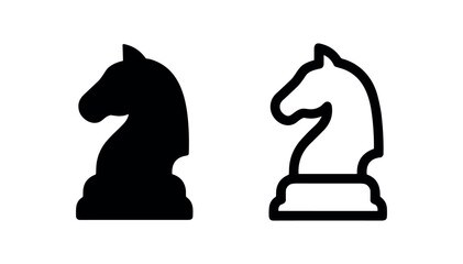 Chess knight icon set, strategic game horse piece symbols © liubomir118809