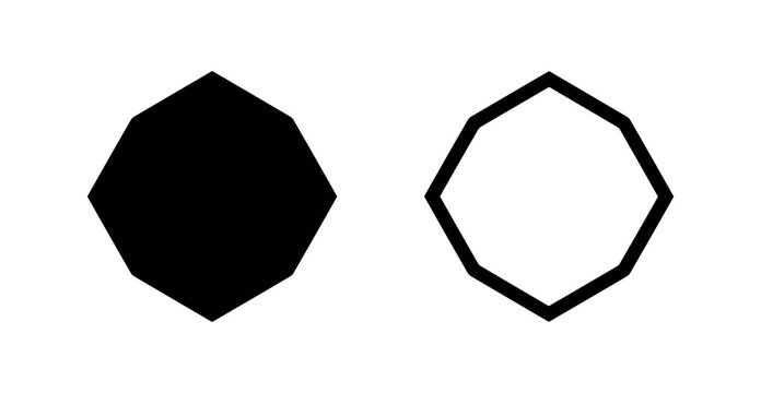 Decagon Ten Sided Polygon Shape Icon in Solid and Outline