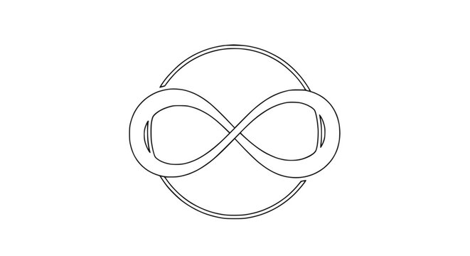 Infinity Symbol Inside Circle Outline - Endless Loop Concept