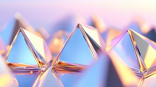 Geometric 3D triangle structures forming a digital canyon landscape