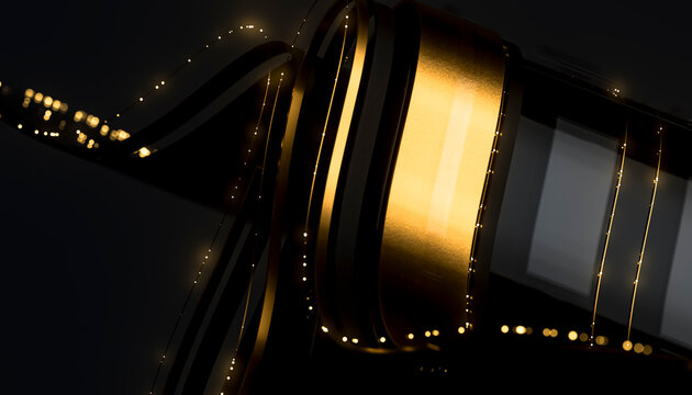 3D Black Gold Mechanical Ribbon With Lights