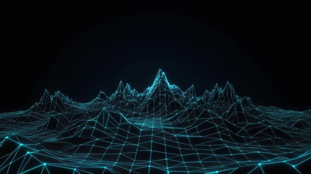 Digital network landscape futuristic technology abstract grid data
