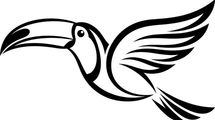 Obraz premium Stylized black and white toucan bird logo icon.