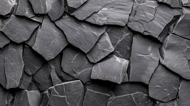 Jagged geometric 3D rock formation of basalt stones with intricate textures