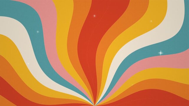 Groovy Sunburst Retro 70s Style Psychedelic Wavy Background Loop