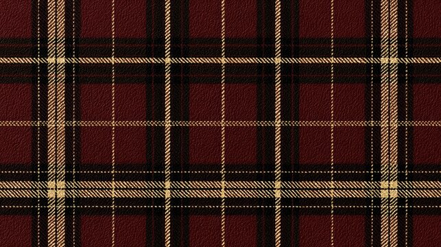 Textured maroon and tan plaid fabric pattern