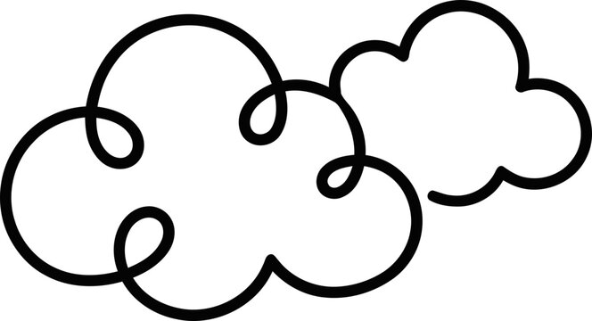 Hand-drawn cloud outlines in black and white, simple graphic design element