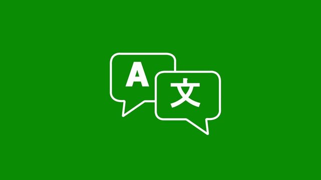Sketch Language Translation Service Icon Animation with Speech Bubbles . 4K Retro Motion Graphic Loop