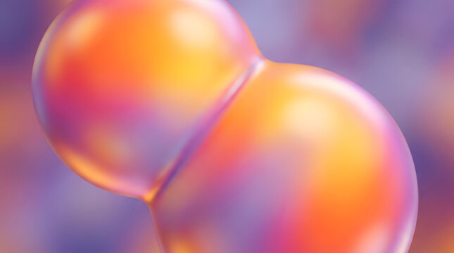 Abstract 3 d rendered spheres in warm gradient colors orange yellow purple